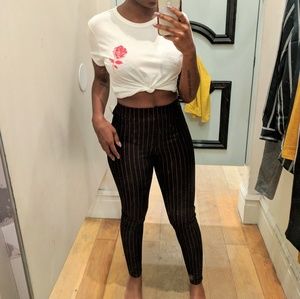 Pinstriped Knit Leggings